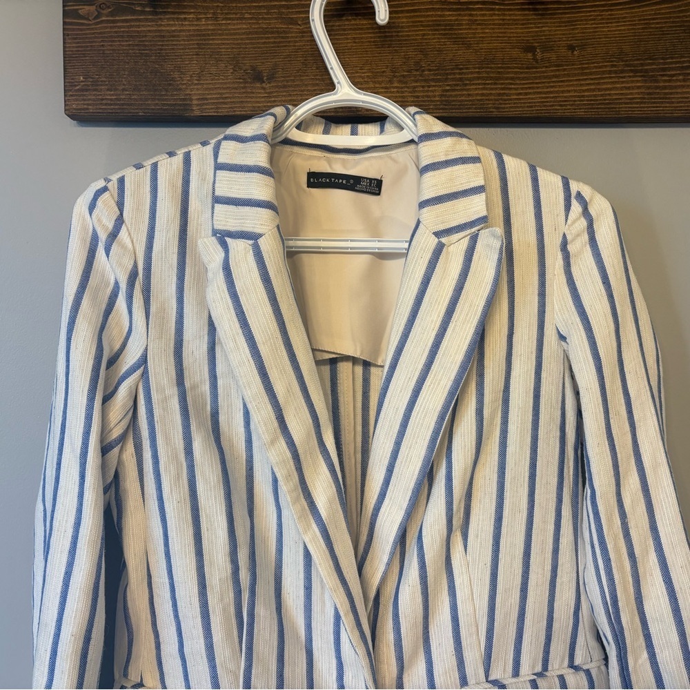 Black Tape Blue and White Striped Blazer size XS - Picture 5 of 8